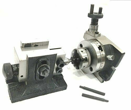 3"ROTARY TABLE WITH SUITABLE(50MM-4JAW SELF CHUCK)+BACK PLATE +T-NUTS+ TAILSTOCK