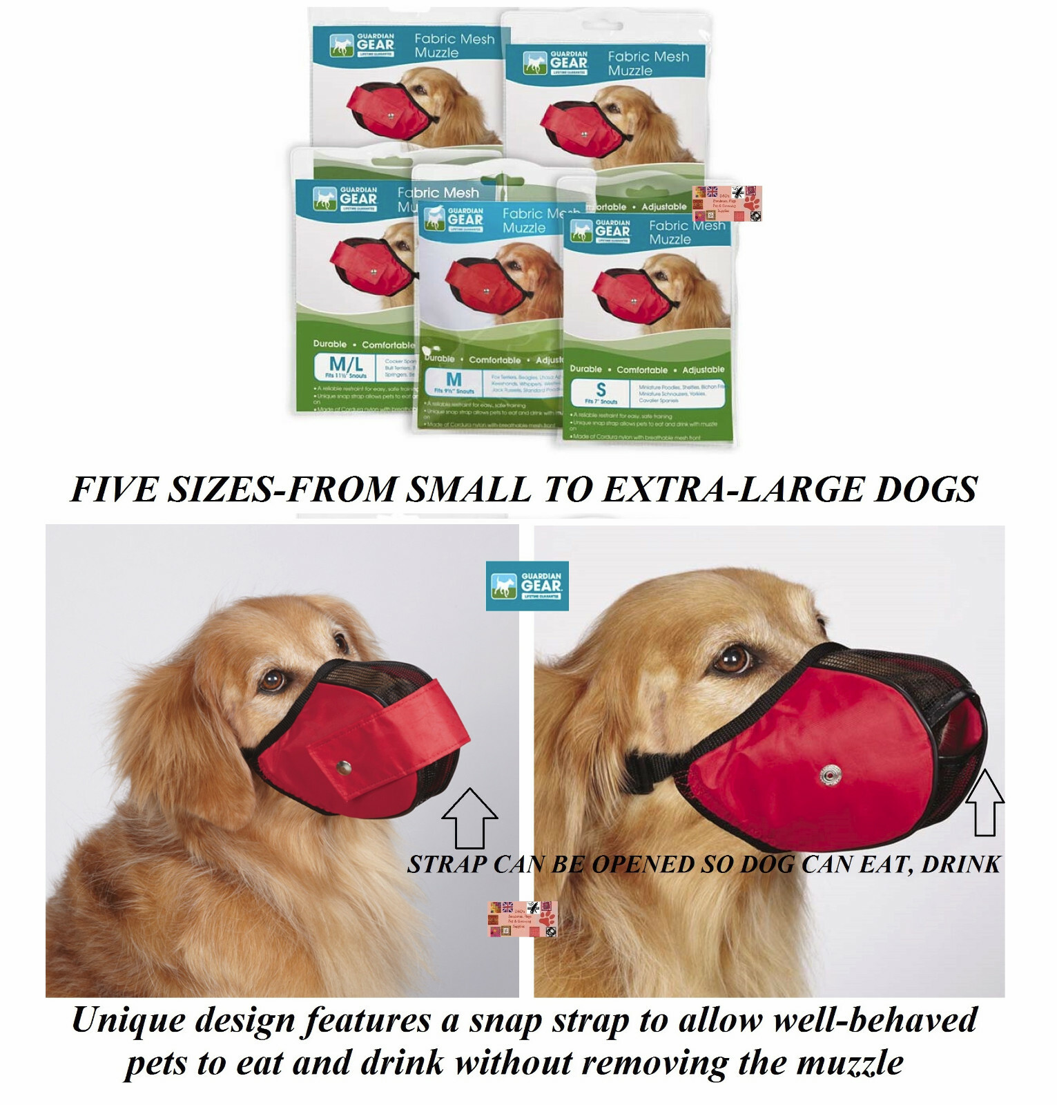 Guardian Gear NO BITE DOG MUZZLE COMFORT MESH Fabric EZ-Fit*GROOMING*TRAINING