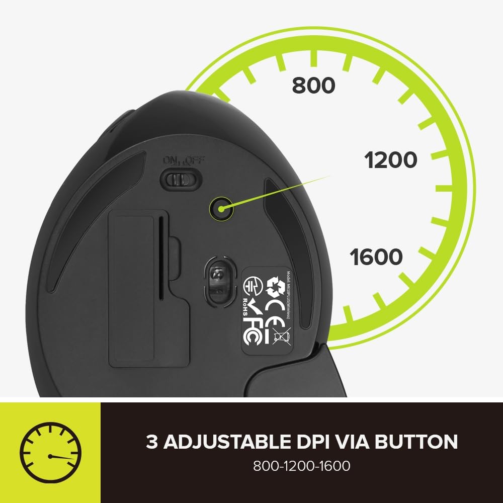 Wireless Ergonomic Vertical Mouse, for Large Hands (M618PLUS)