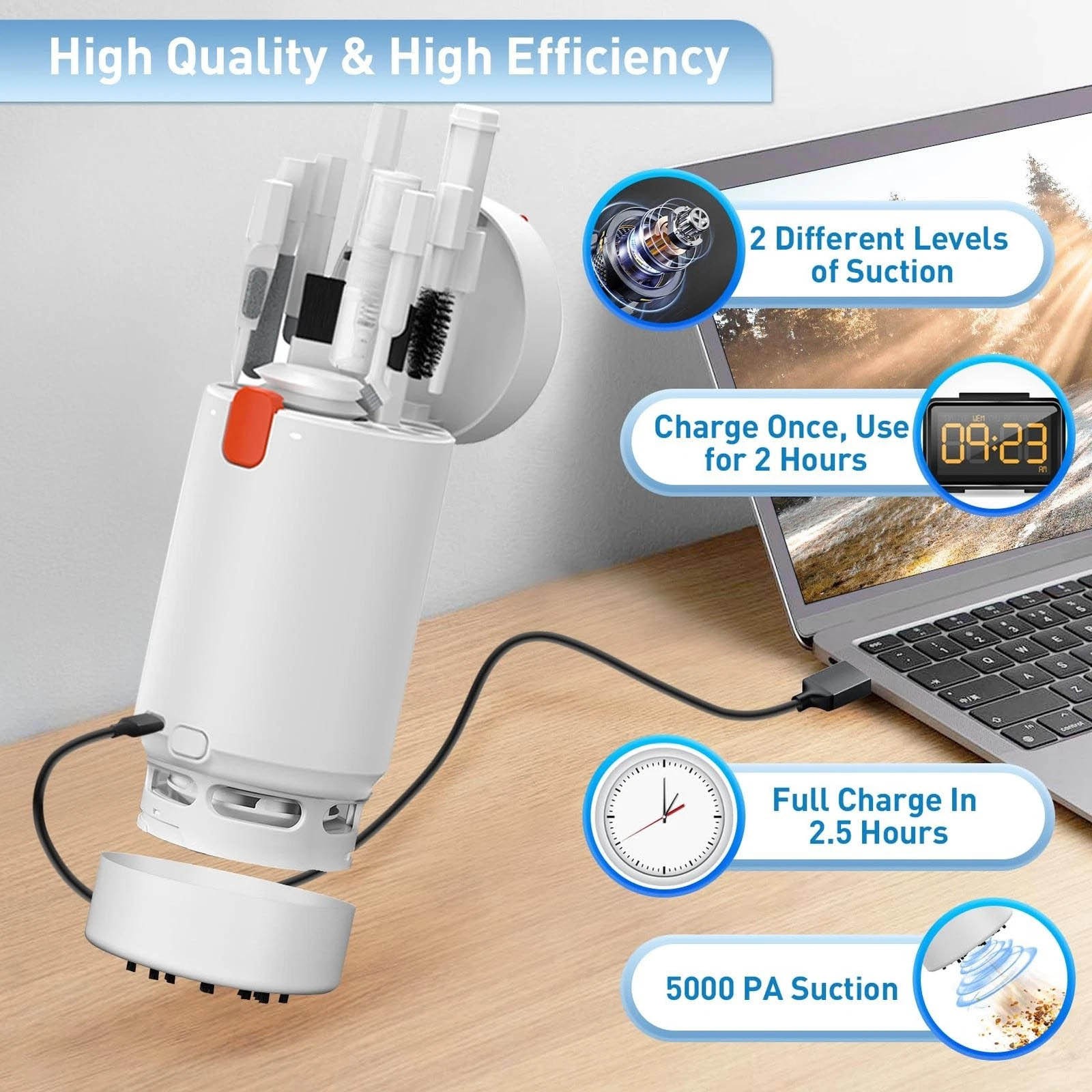 Laptop Keyboard Cleaning Kit 21 in 1 with Vacuum and Keycap Puller Device Tools