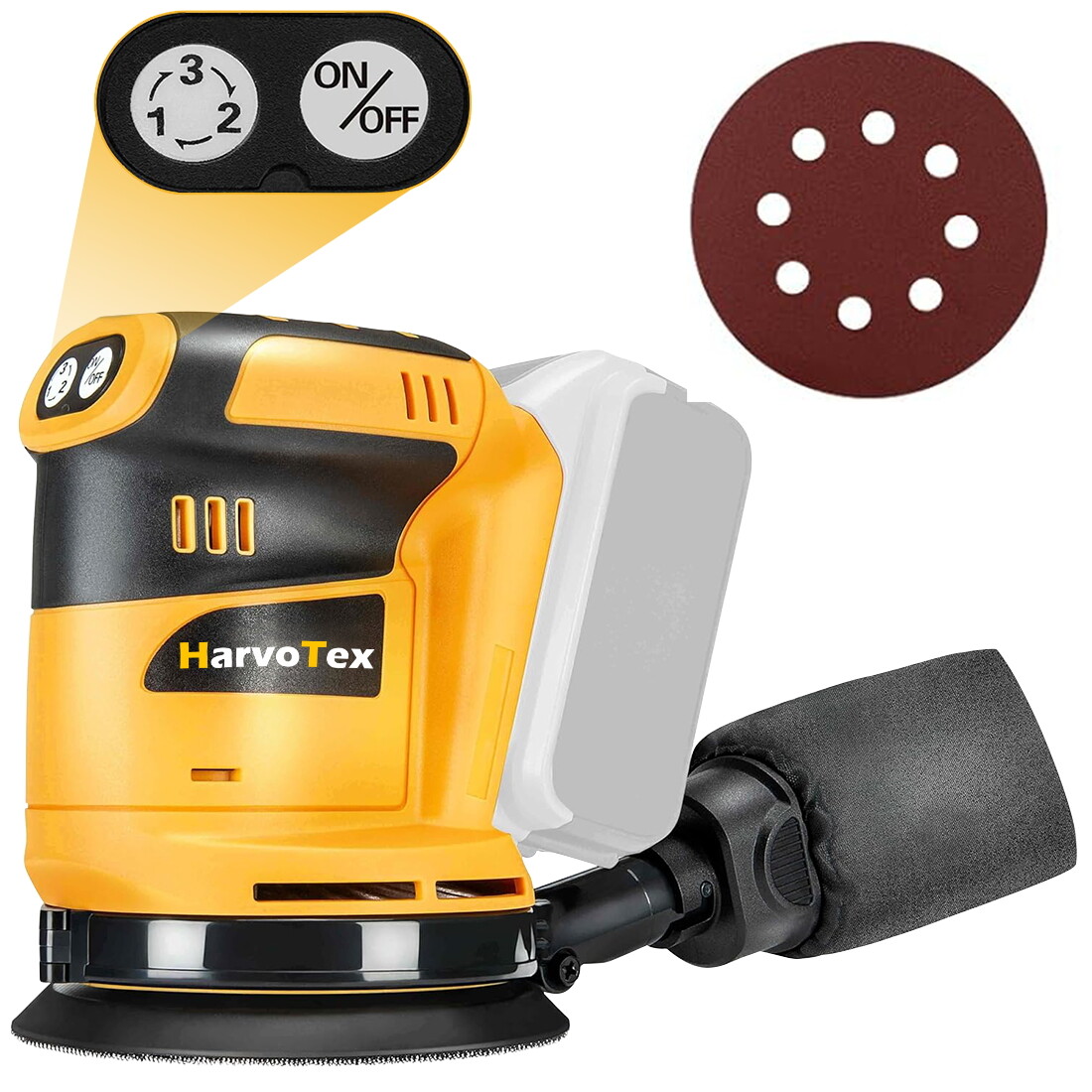 3-speed Cordless 5’’ Random Orbital Sander for Dewalt 20V Battery Polishing Tool