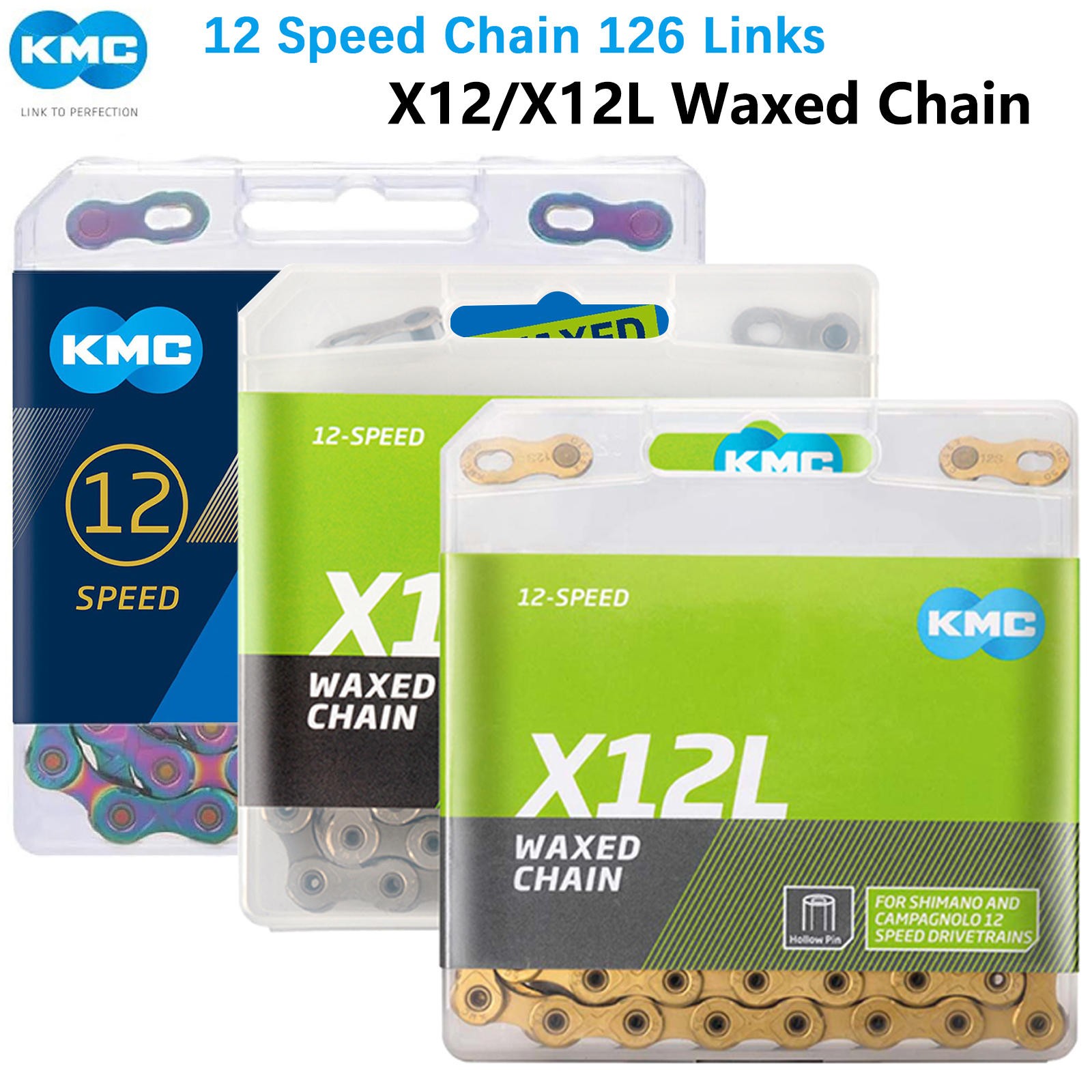 KMC Chain X12/X12L Waxed 12 Speed Chains Fits Road/Folding/Mountain Bike Chain