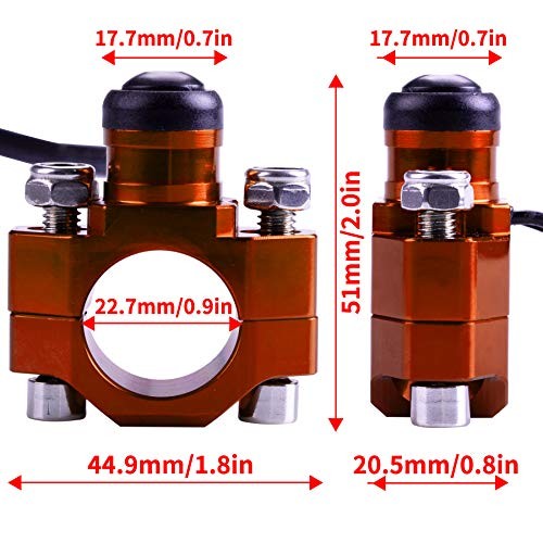 CNC Universal Motorcycle Engine Stop Start Kill with Mounting Backplate Orange