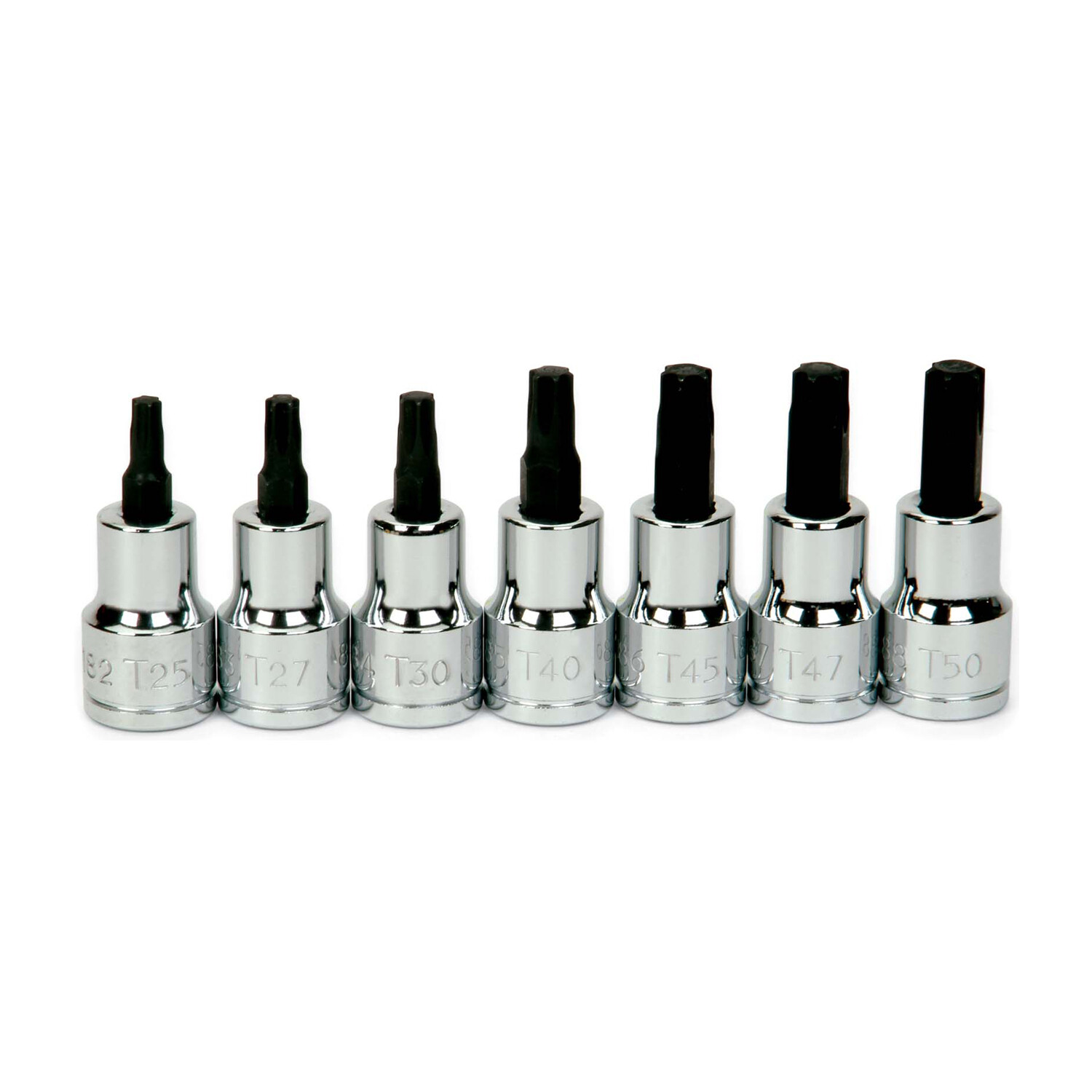 3/8"Drive Torx Bit Socket Set, 7pcs, Clip Rail. T25-T50 Chrome Williams JHW31910