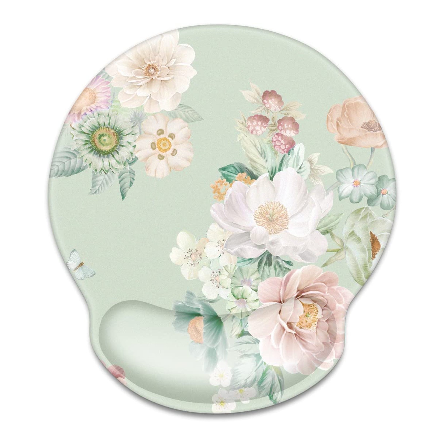 Floral Ergonomic Mouse Pad with Wrist Support, Cute Premium-Textured Mouse Ma...