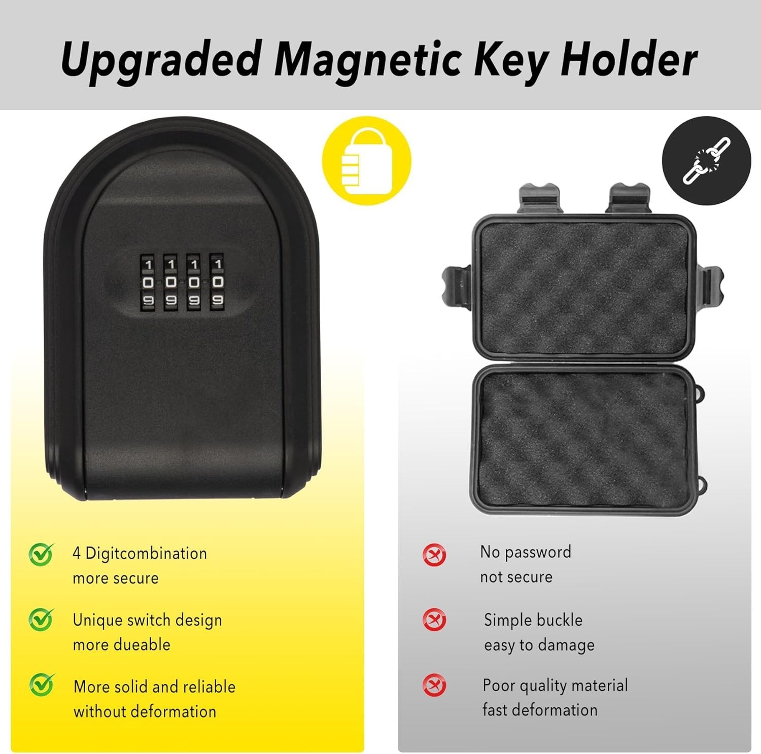 Magnetic Key Box for Under Car, Hide a Key Outside with Combination Lock Box,...