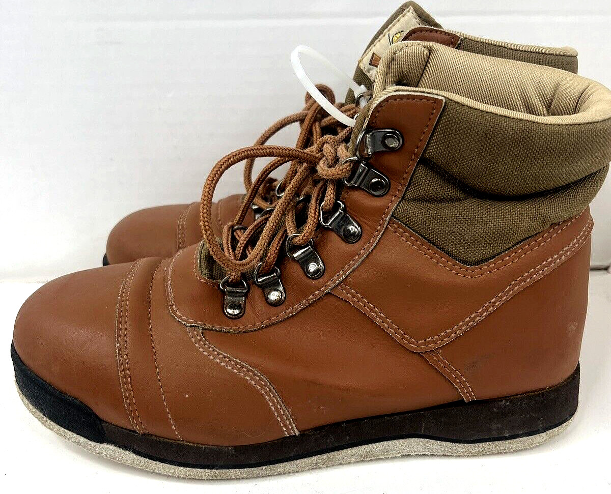 EUC Cabela's Leather Fly Fishing Wading Lace Up  Boots Felt Bottom Men's Size 8