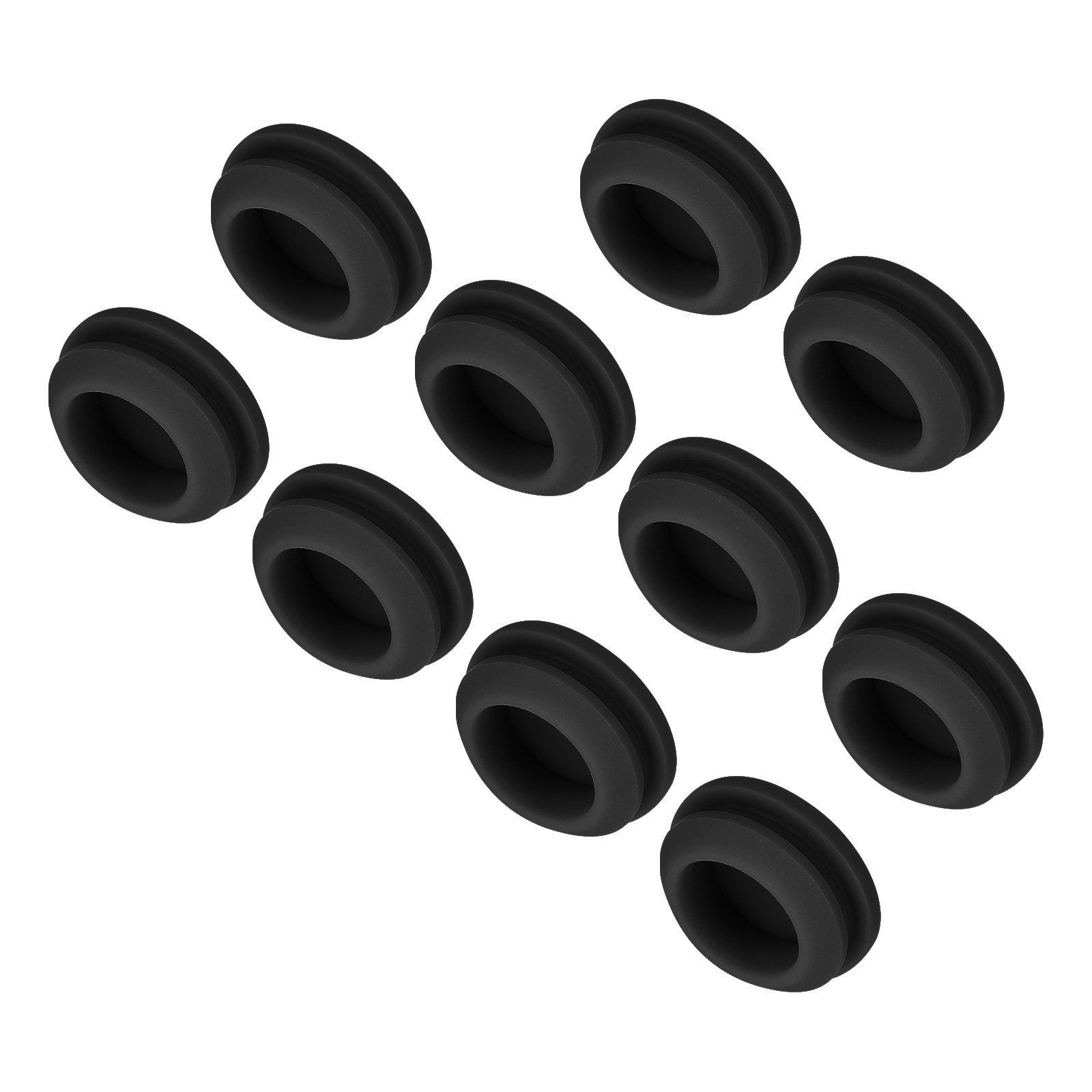 10pcs Silicone Snap in Locking Hole Plugs,16mm Narrow Groove 2mm Black