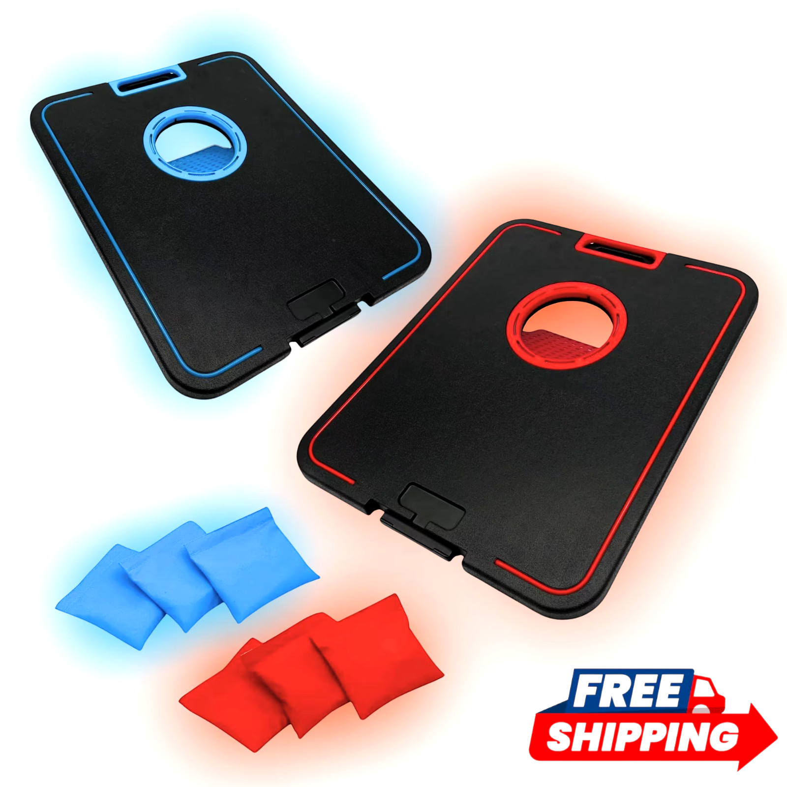 MinnARK LED Cornhole Board Set with 6 Bean Bags Light Up