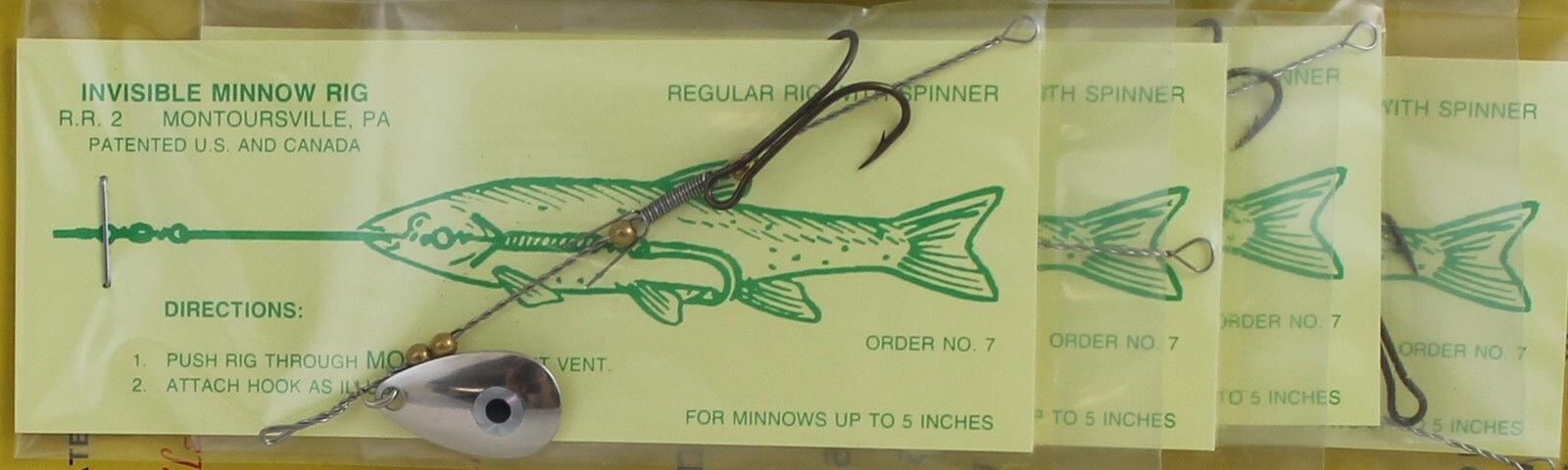 DUTY'S INVISIBLE MINNOW RIG - REGULAR RIG WITH SPINNER BLADE (3 RIGS) MADE IN US