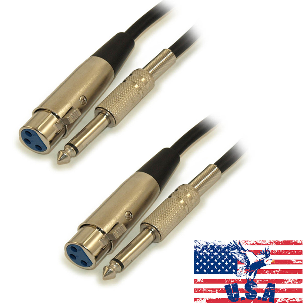 2 PACK 3Ft XLR 3P Female to 1/4“ TRS  (Balanced Audio) Male Microphone Cable