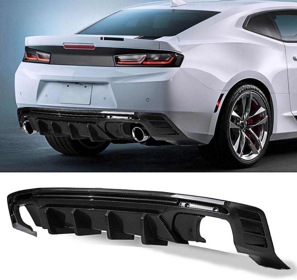 For 2016-2024 Chevy Camaro SS LT LS Carbon Look 7PCS Rear Bumper Diffuser Lip