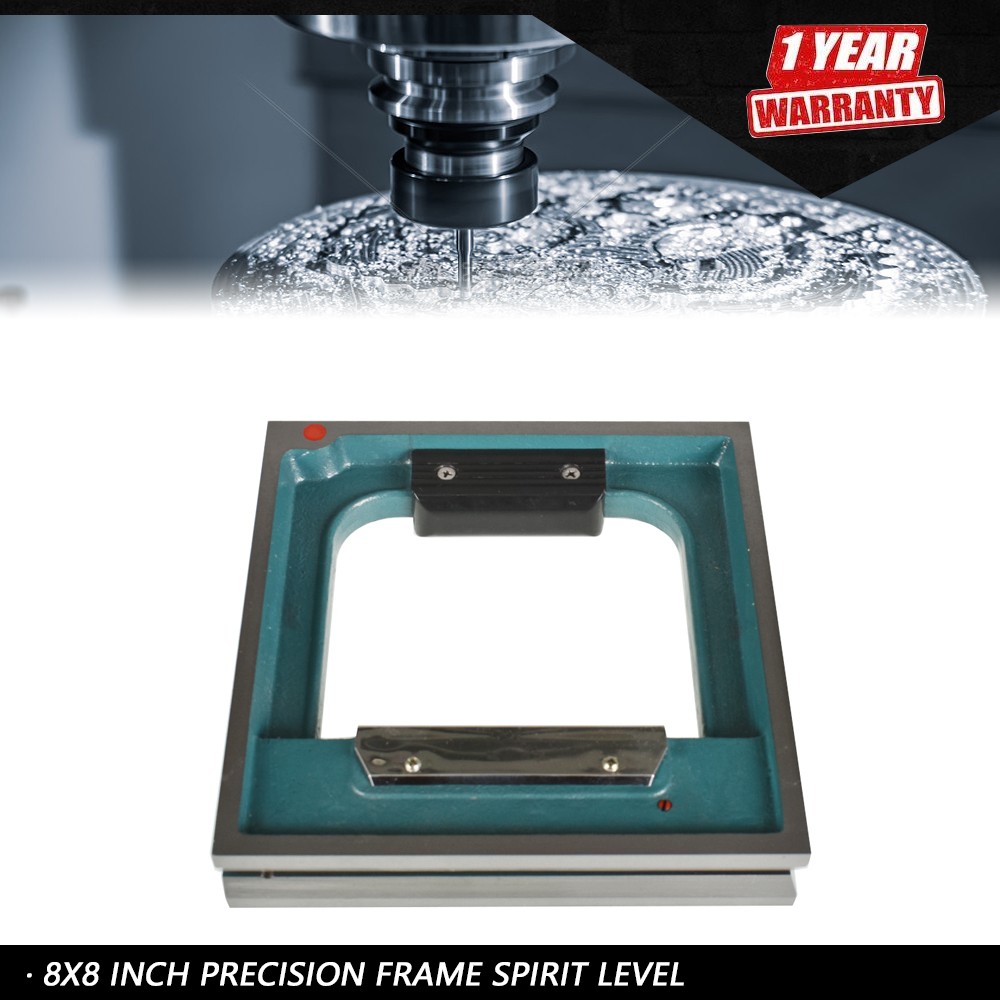 8" X 1-9/16" X 8" High Precision Frame Spirit Level .0002" Graduation