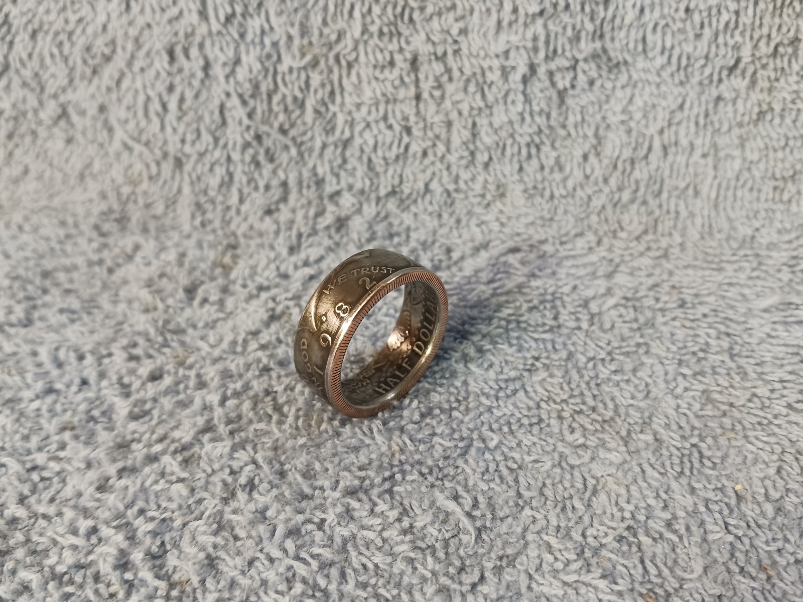 1982 Kennedy Half Dollars  size 11  coin ring  handmade mixed metals (A)