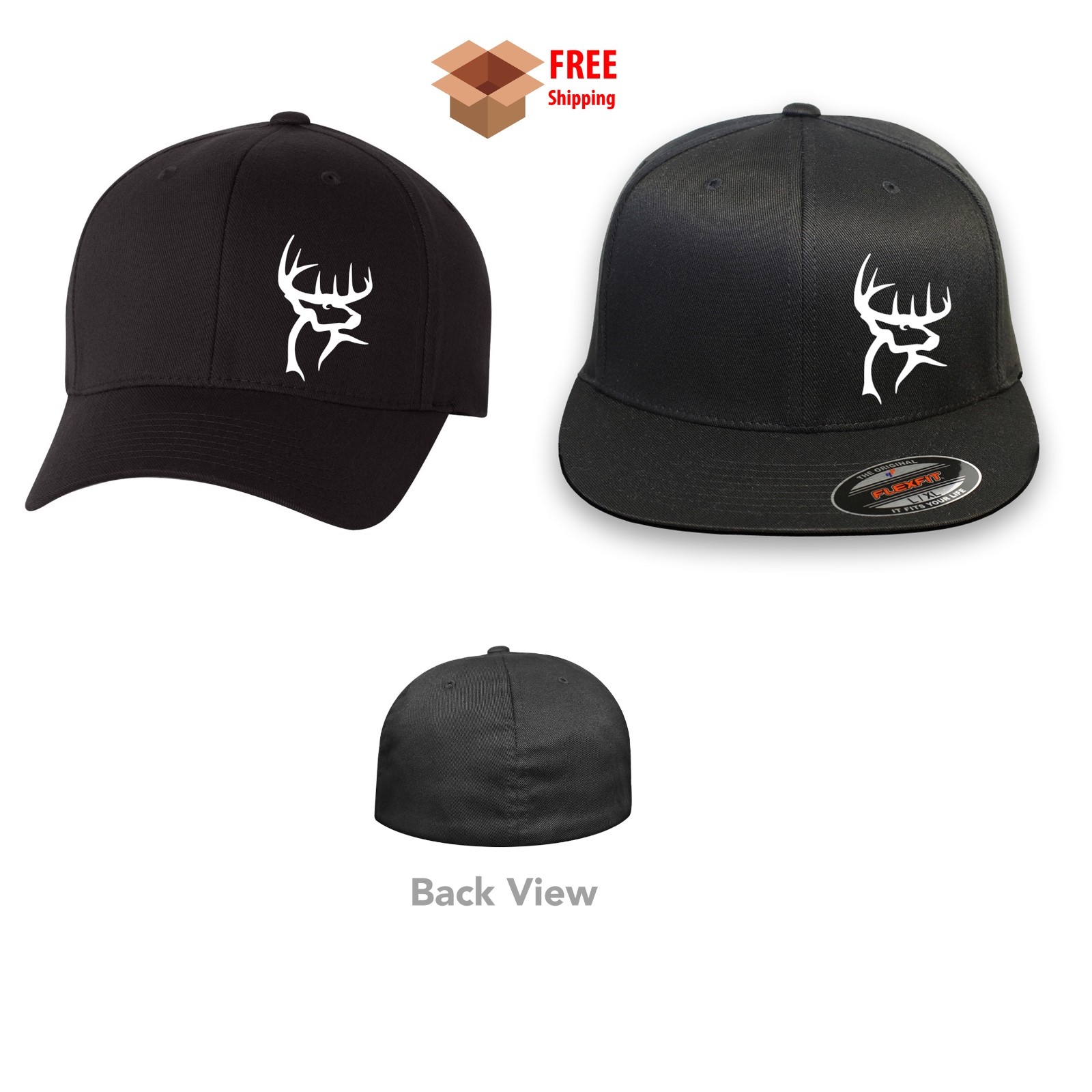 DEER HUNTING BUCK  CURVED or FLAT BILL FLEXFIT HAT *FREE SHIPPING in BOX*