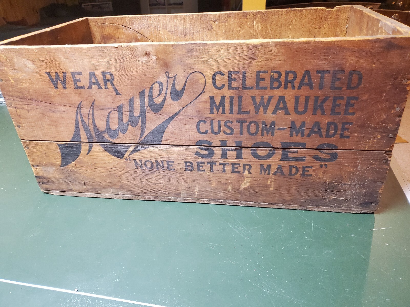 Vintage  Original F. Mayer Boot And Shoe Co. Wood Advertising  Box Milwaukee WI
