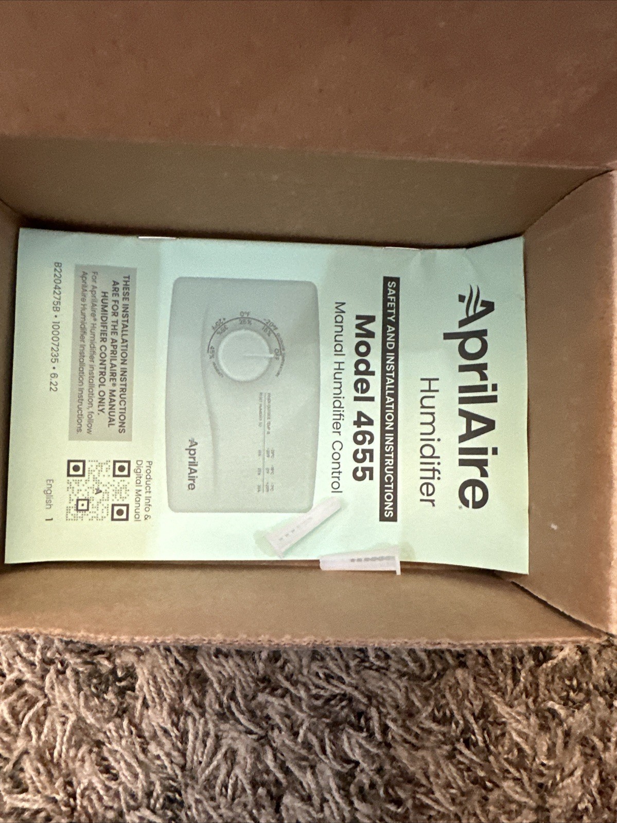 Aprilaire 4655 Manual Humidifier Control - White