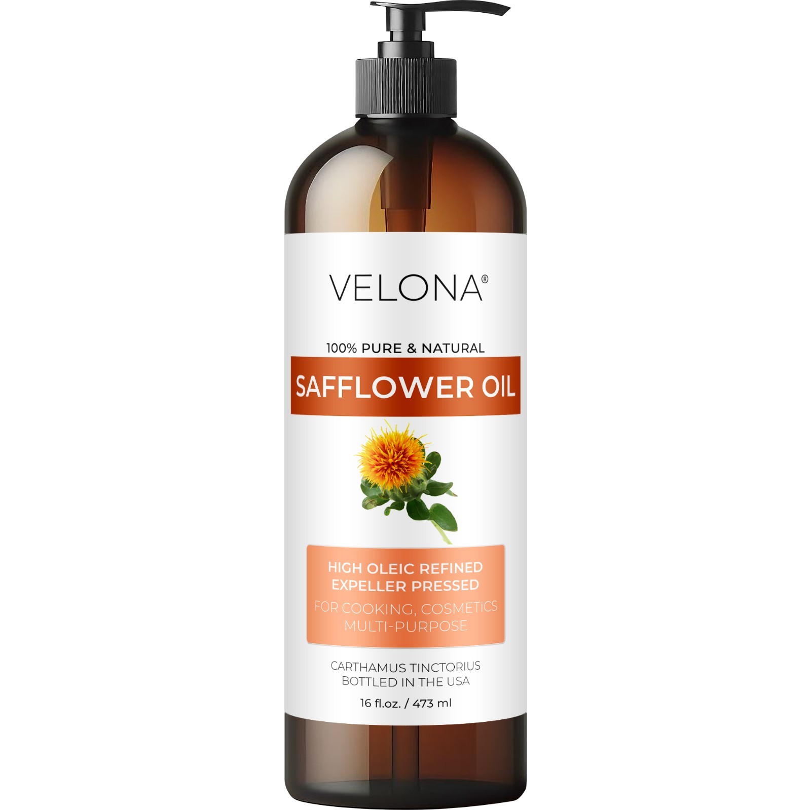 Safflower Oil by Velona 2 Fl Oz-1Gal | Refined | Cooking, Skin, Hair, Body