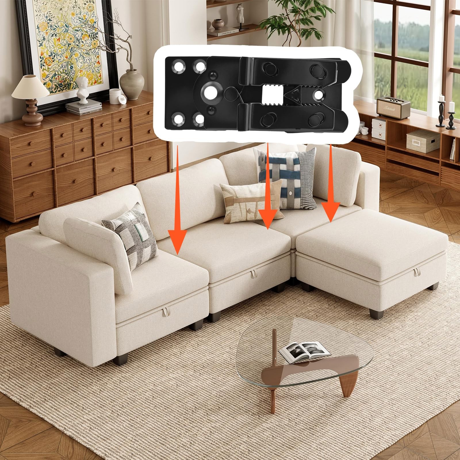 Black Sectional Couch Connector Thickened Alligator Interlocking Clips