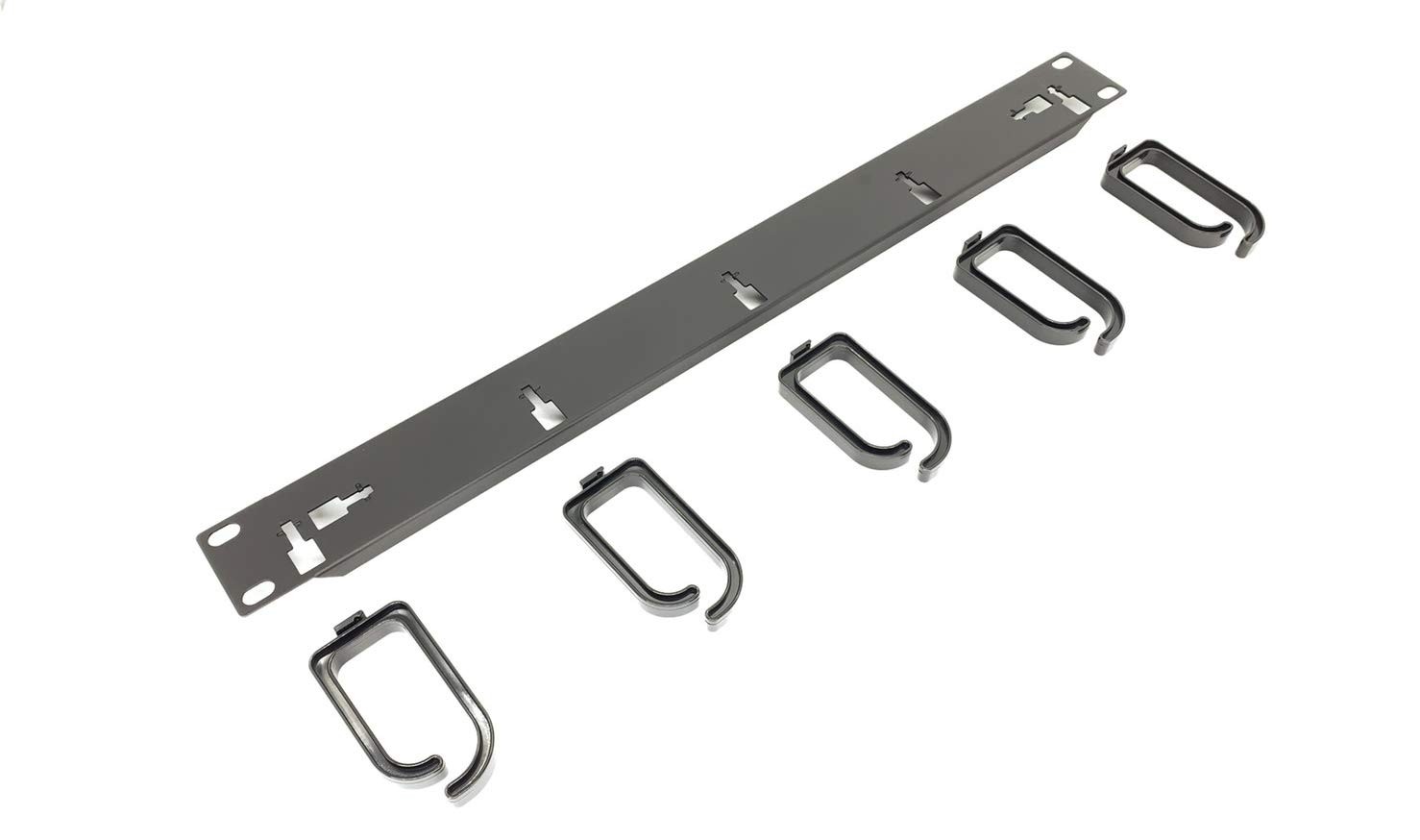 - 5 Pack 1U 19” Server Rack Cable Management Panel w/D-Ring Hooks - 1U Horizo...