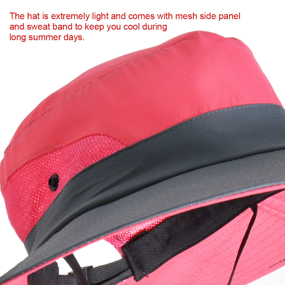 Women Sun Hat Summer Bucket Wide Brim Ponytail Boonie UV Protection Beach Cap