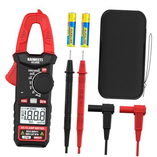Digital Clamp Meter, Portable Size, 2000 Counts, Measures High AC Black