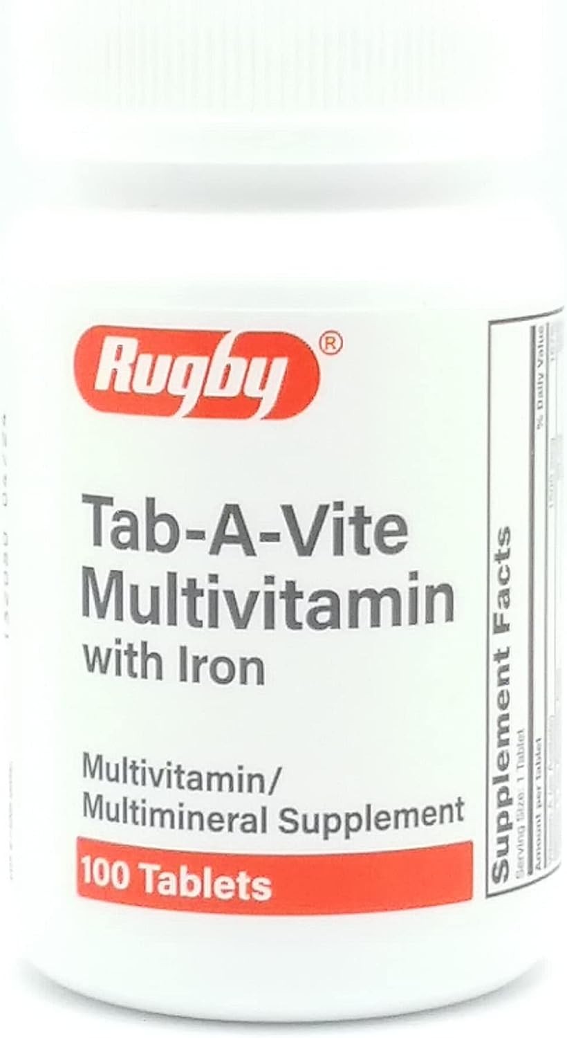 Rugby Tab-A-Vite Multivitamin with Iron, 100 Tablets