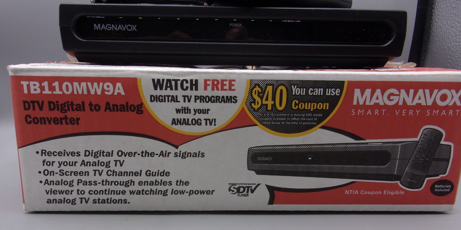 Magnavox TB110MW9 DTV Digital to Analog TV Converter Television Box With Remote