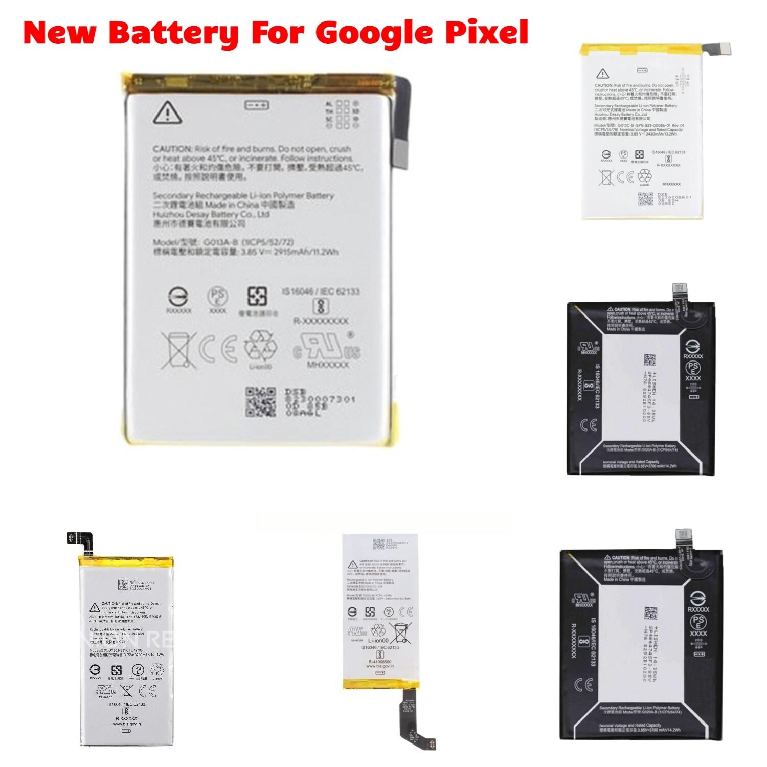 For Google Pixel 3 3A XL 3 XL 4 4XL 5 New Battery Replacement