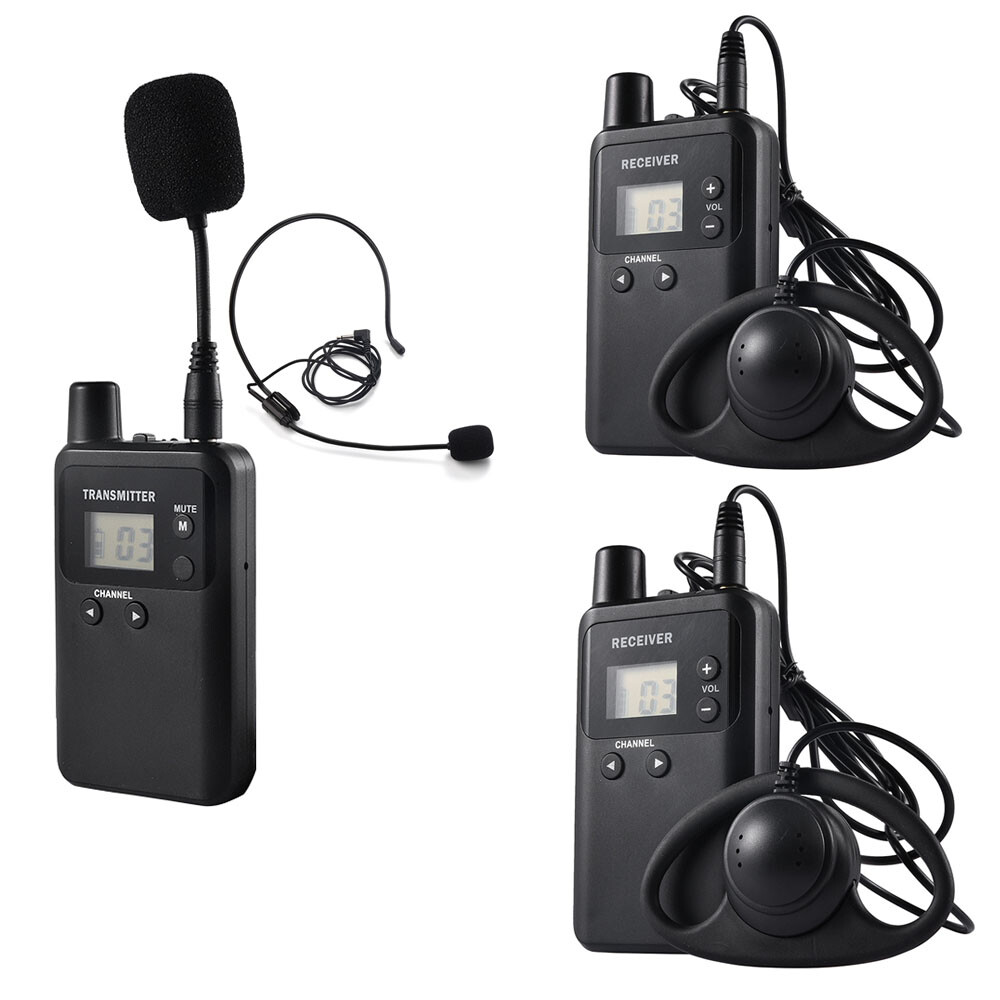 Wireless Whisper Tour Guide System 1 Transmitter 2 Receivers for Tourism Visit
