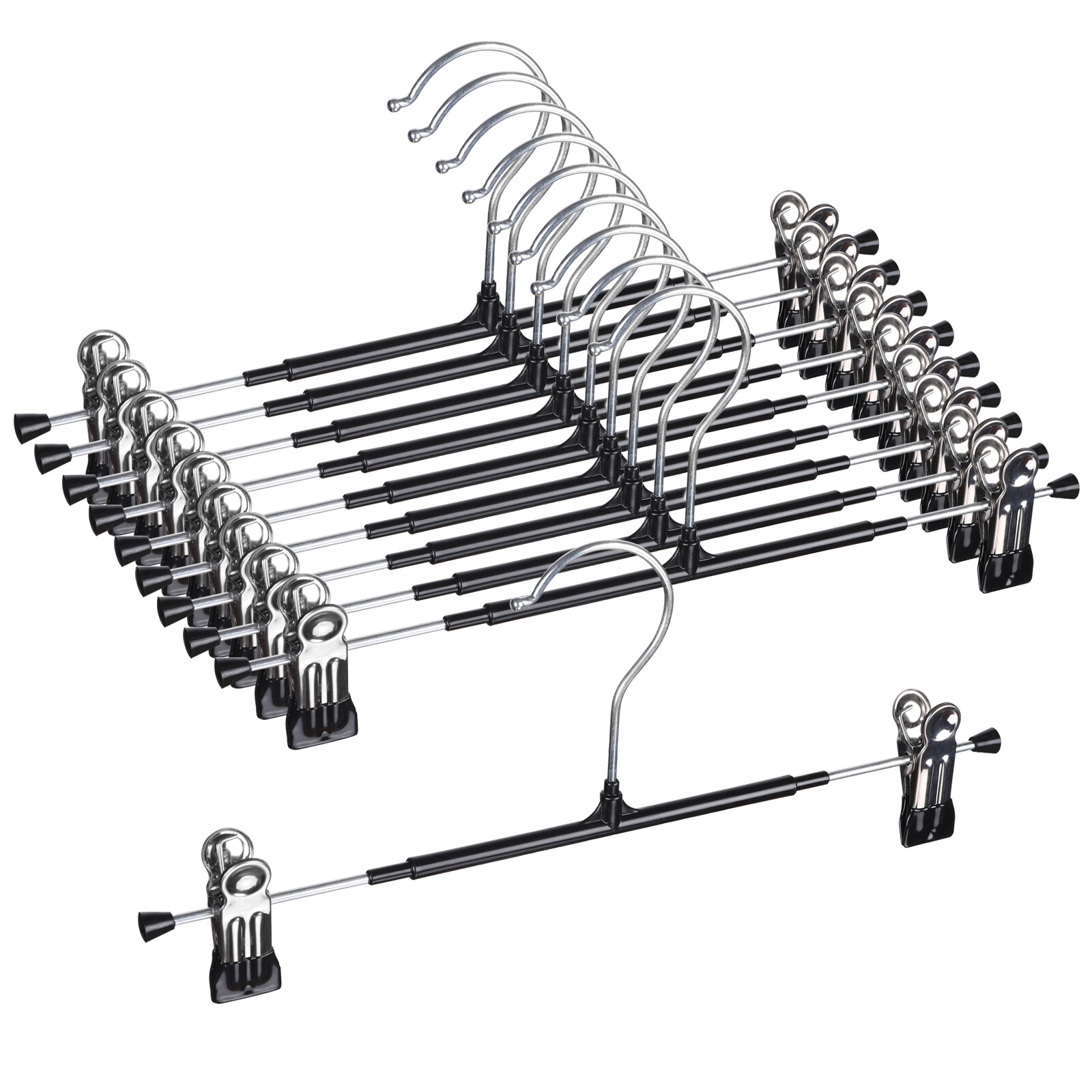 Pants Hangers with Clips Adjustable Non‑Slip Metal Clips for Pants Skirt Jeans