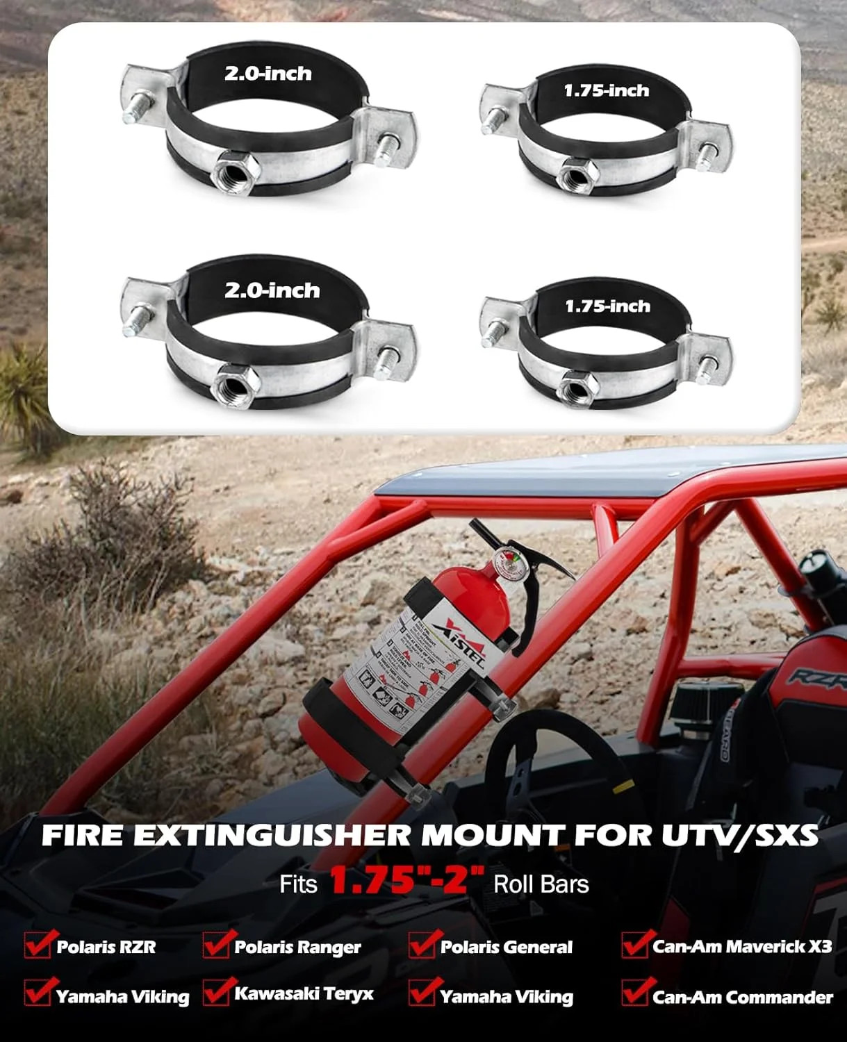 Quick Release UTV Fire Extinguisher Mount Kit Fire Extinguisher Holder Adjustabl