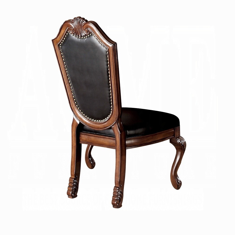 Black and Cherry Side Chair with Nailhead Trim