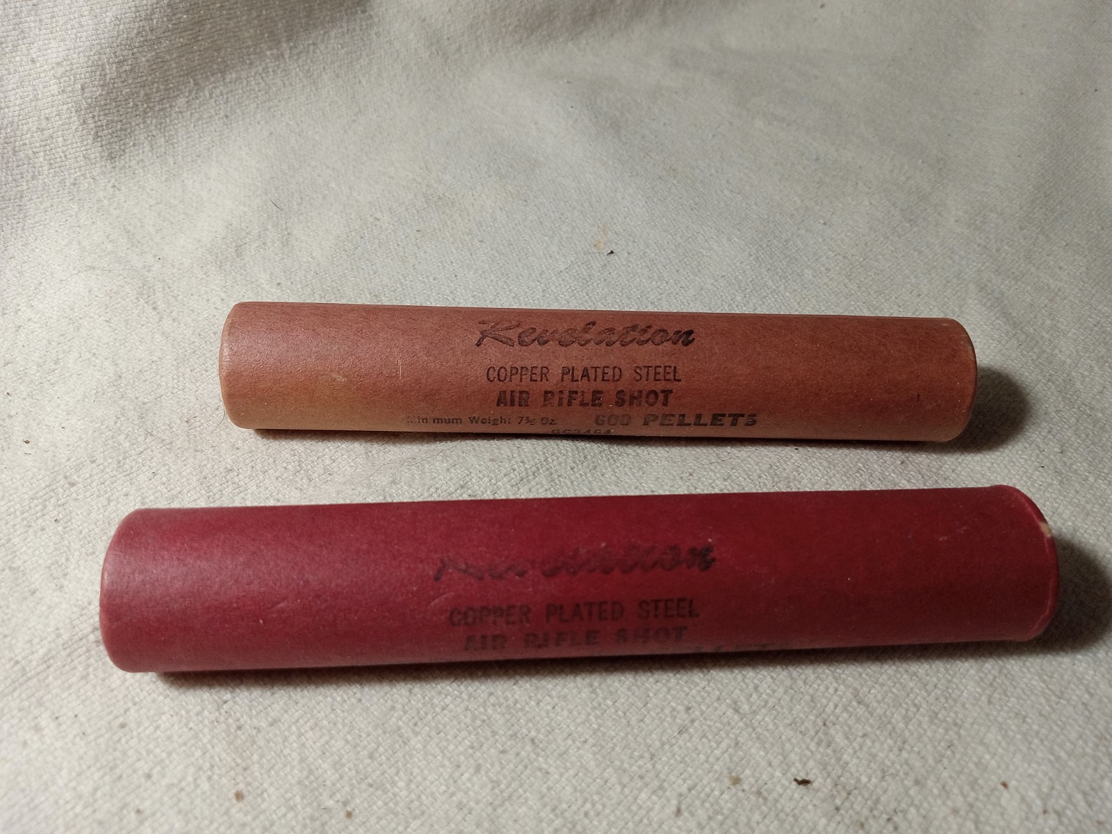 2 Vintage Revelation Copper Plated Air Rifle Shot Cardboard Tube
