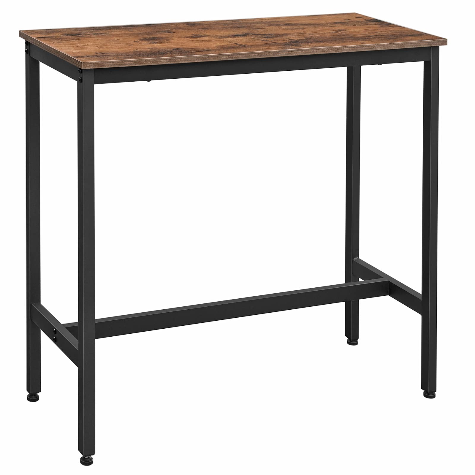 Industrial Narrow Bar Table Rustic Brown Metal Frame