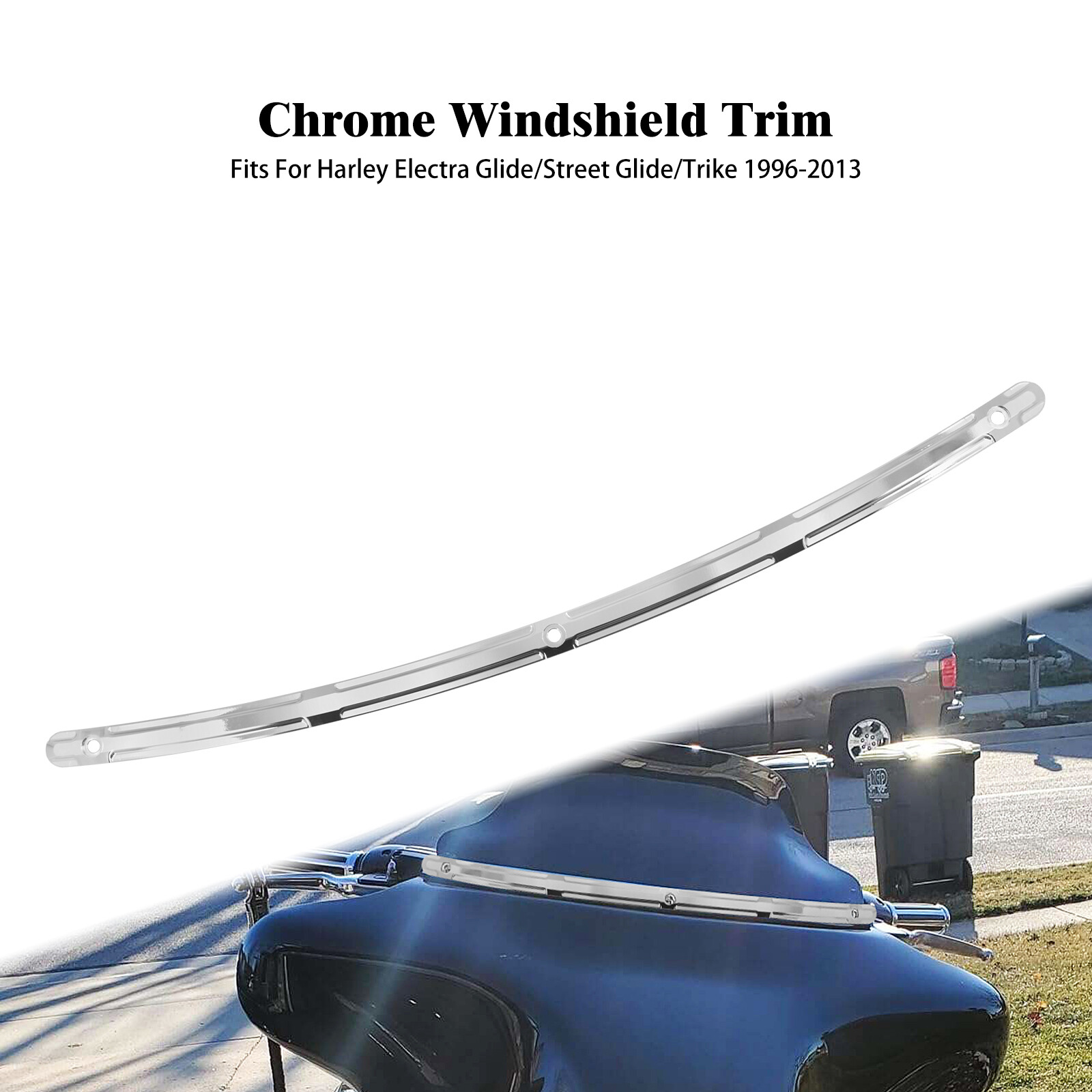 Chrome Batwing CNC Fairing Windshield Trim For Harley Street Electra Glide 96-13