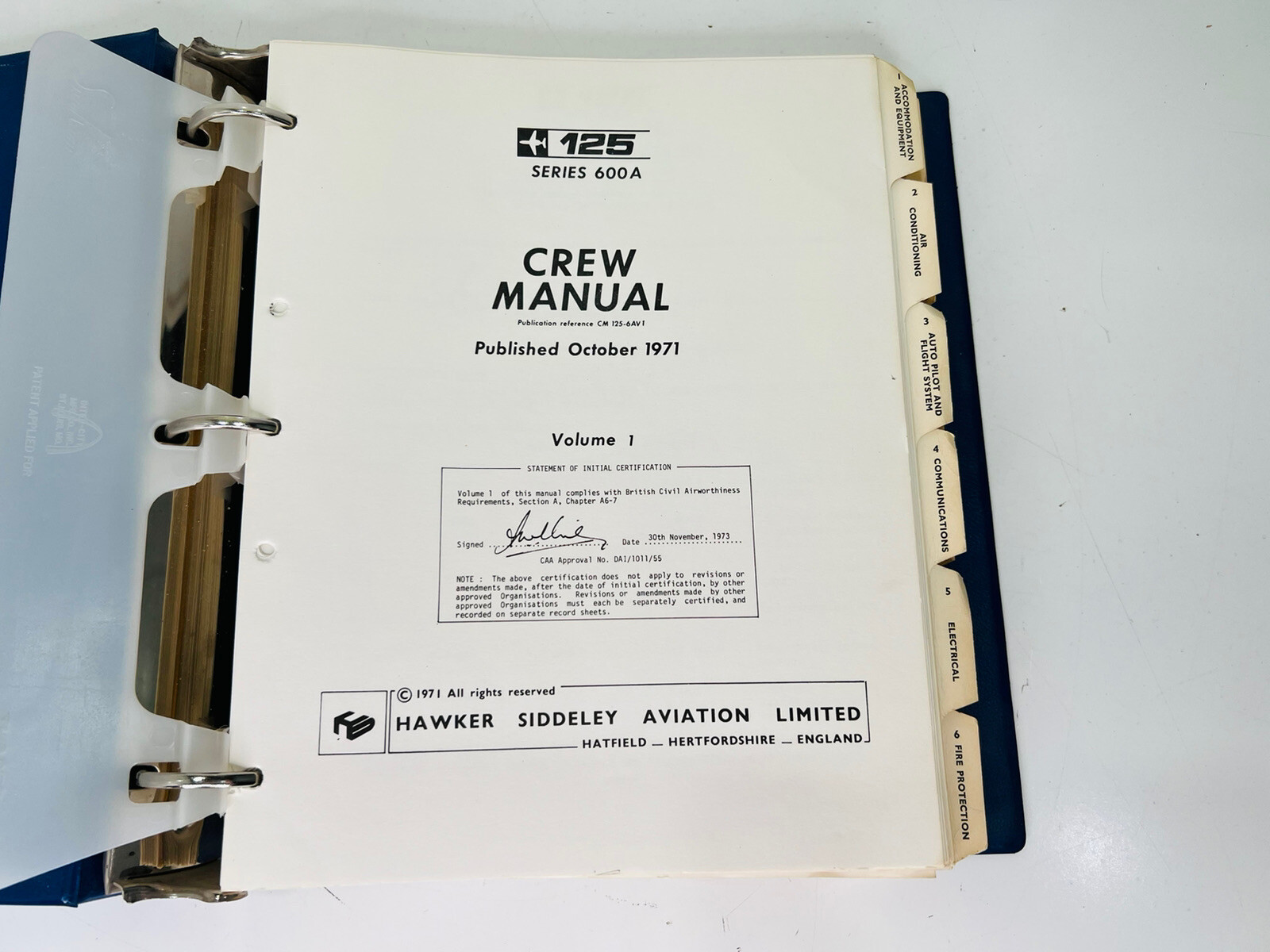 HS-125 Series 600A Airplane Flight Crew Manual 1971
