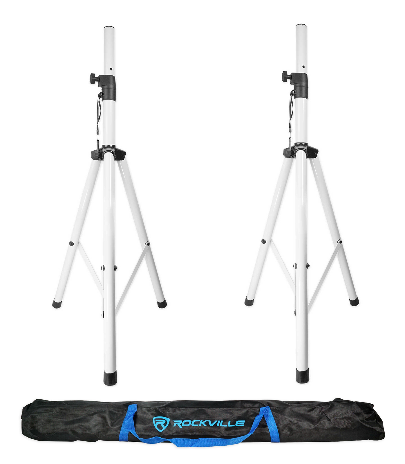 2) Rockville White 8" PA DJ Speaker Covers+Scrims+Stands+Lights 4 Wedding Church