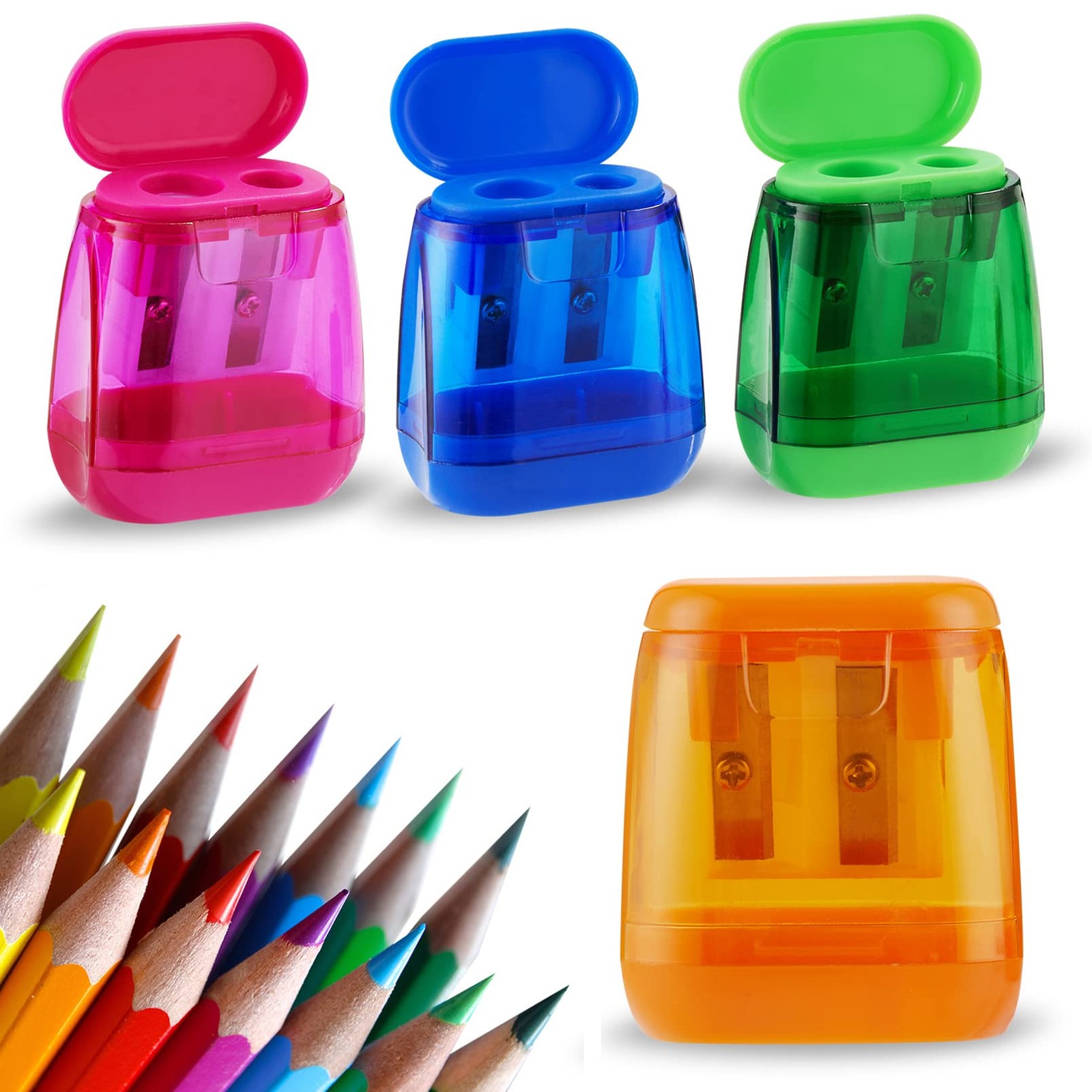 Sonuimy Pencil Sharpeners, 4 Pcs Sharpeners Manual,Dual Holes Covered