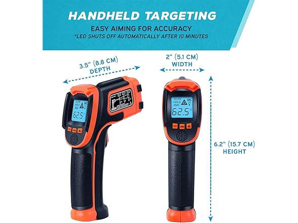 KIZEN Infrared Thermometer LaserPro LP300 Handheld Temperature Gun Orange