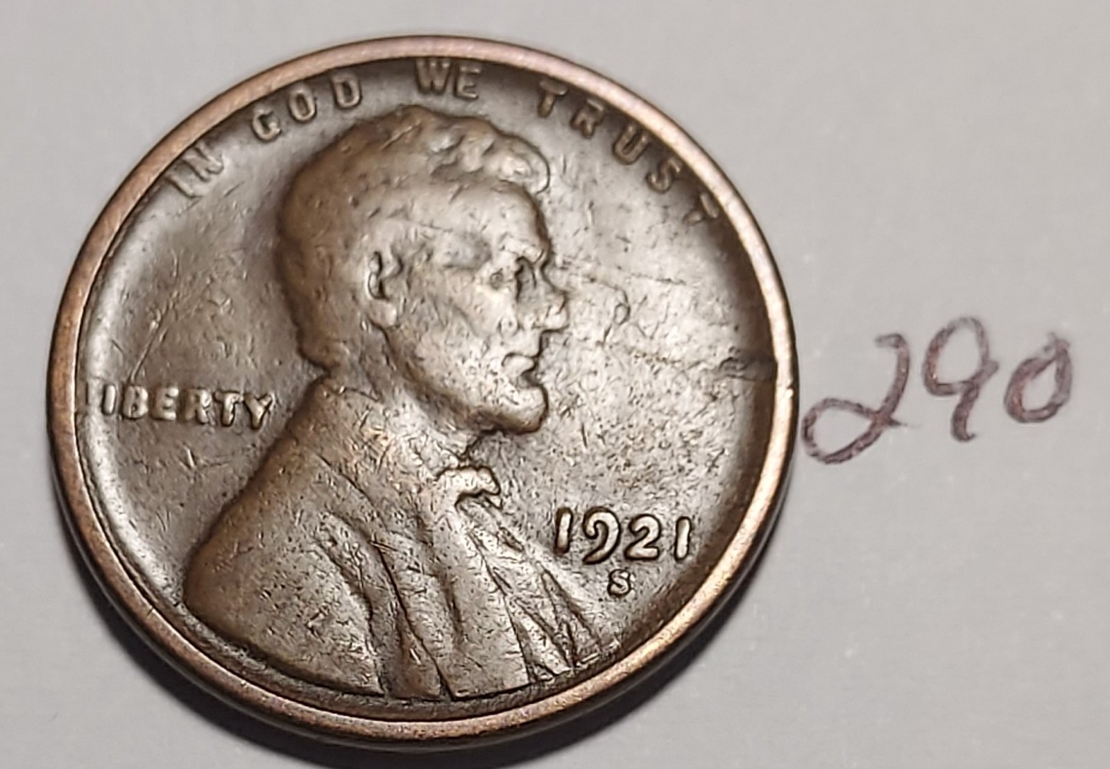 1921-S Lincoln Wheat Cent #290