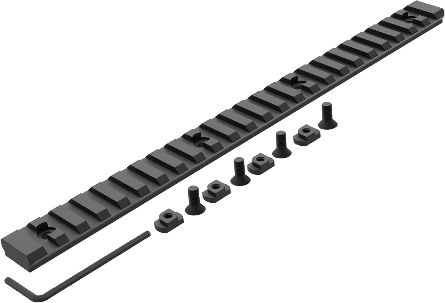 24 Slot Aluminum 10 Inch Long Mlok Picatinny Rail Mount, T-Nuts & Screws & Hex W