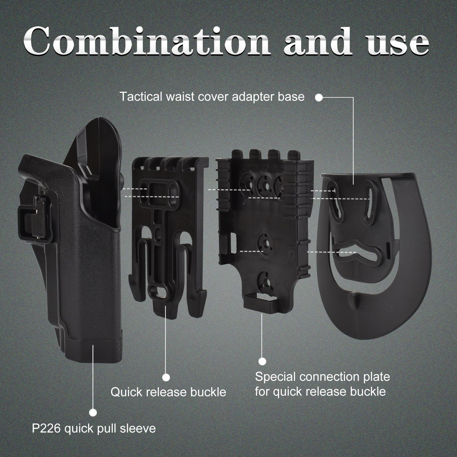 3PCS QLS Kit Quick Locking System Kit, Receiver Plate Platform Black