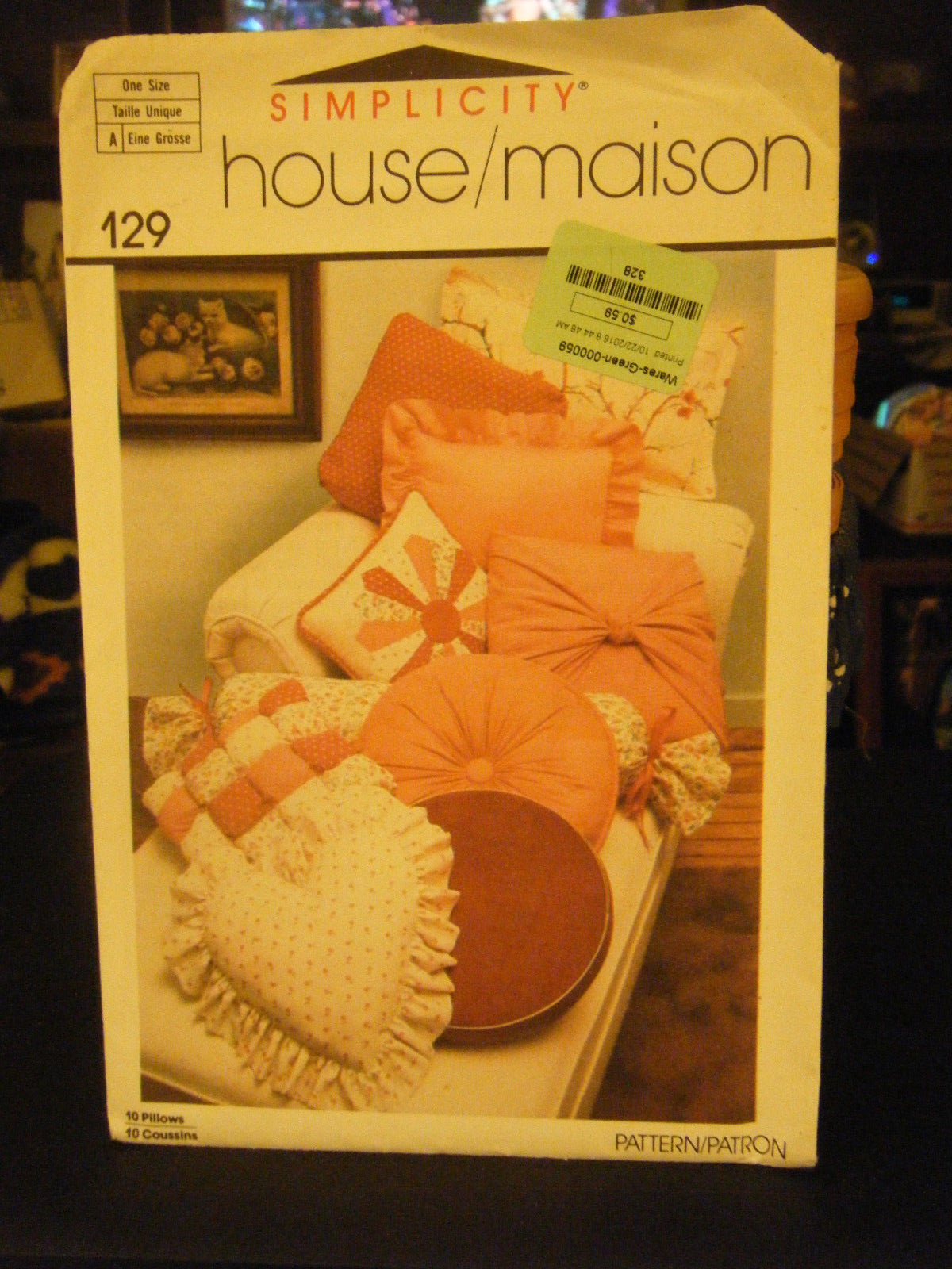 Simplicity House 129 Variety of Throw Pillows Instruction Cards Pattern