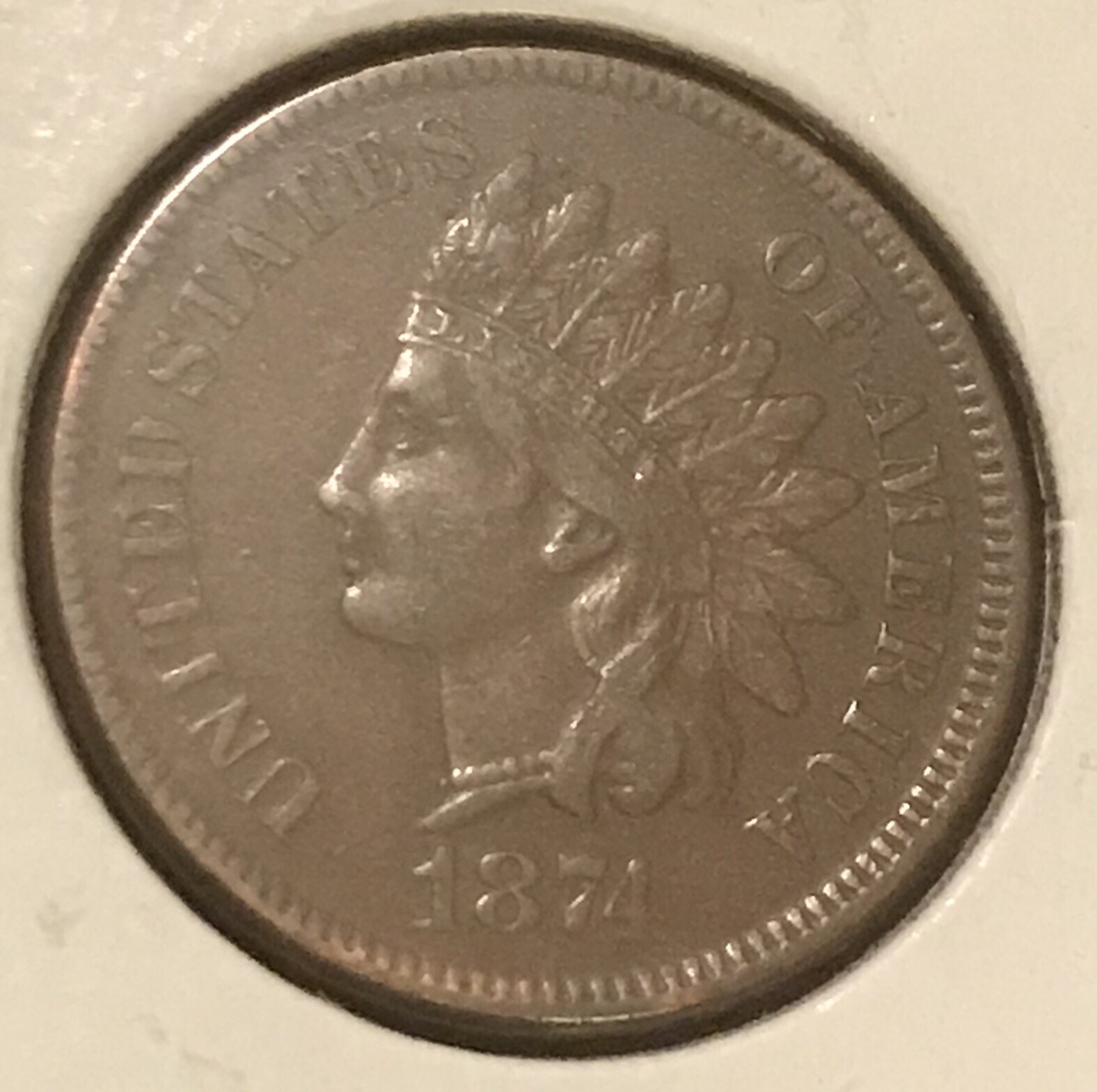 1874 Indian cent   ,  XF