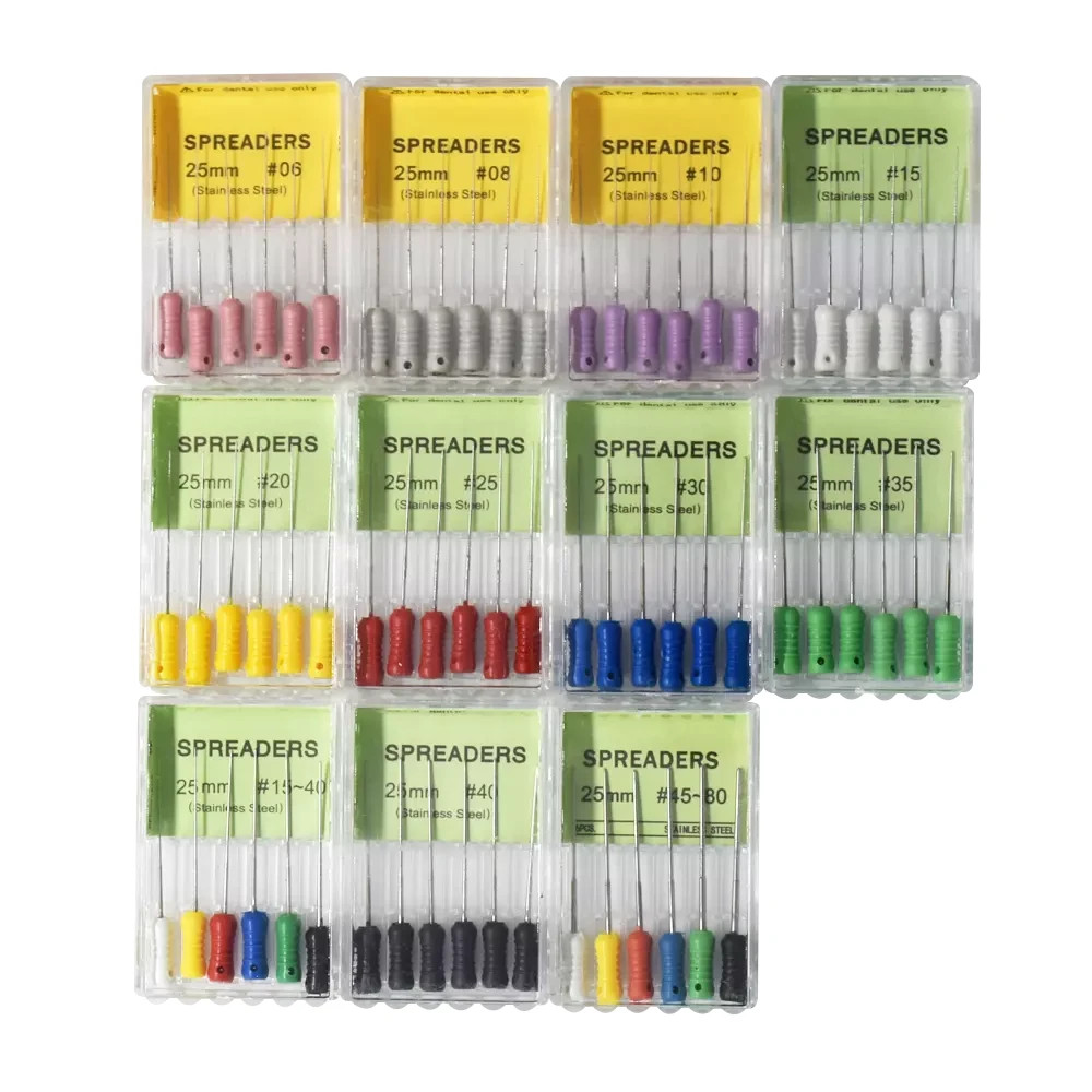 Dental Endodontic Stainless Steel 21/25mm Root Canal Files Spreaders 6 Pcs/Pack