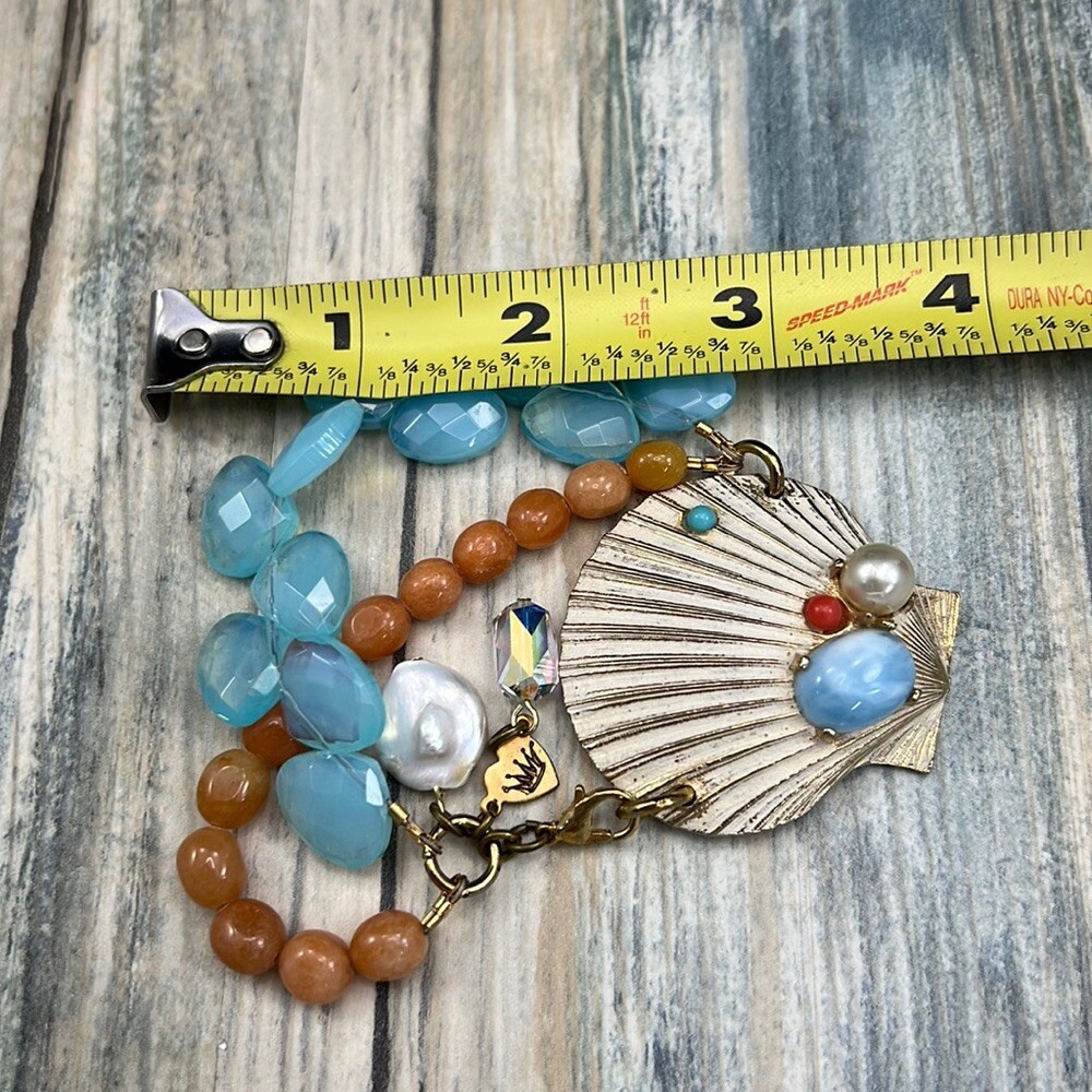 Adorned Crown Assemblage beaches & butterflies double strand shell bracelet