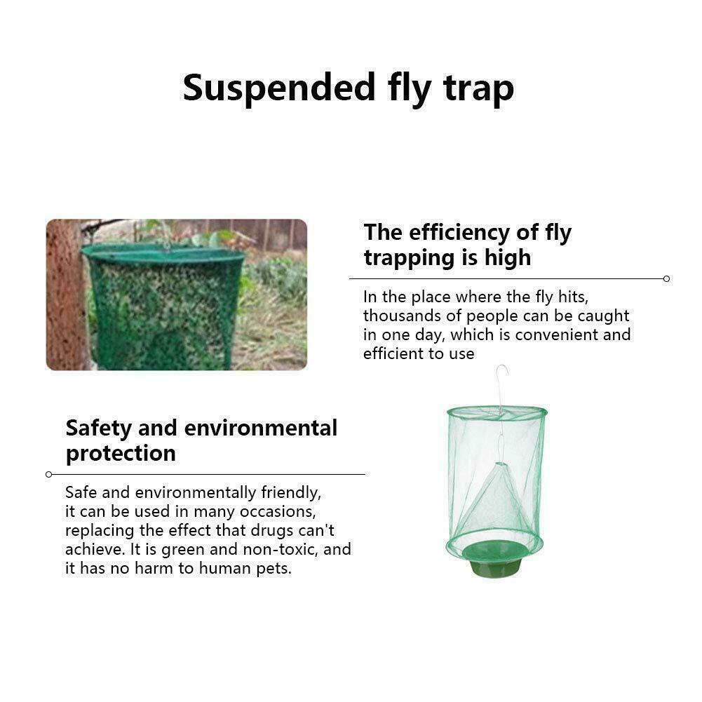 10 Pack Reusable Fly Trap Insect Killer Net Cage Trap Ranch Pest Hanging Catcher