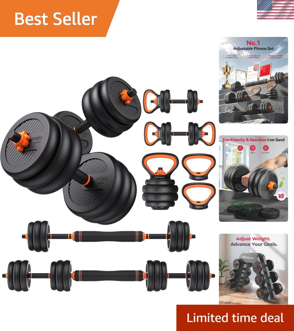 Versatile DS2 5-in-1 Adjustable Dumbbells Set: Eco-Friendly Weight Solution