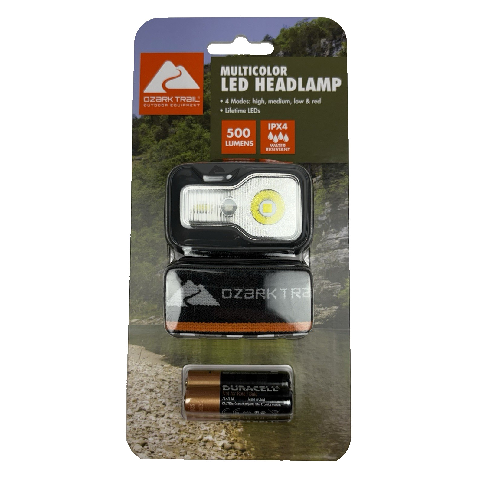 Ozark Trail 500 Lumen Multi-Color LED Headlamp Lightweight 3 AAA Batteries NEW